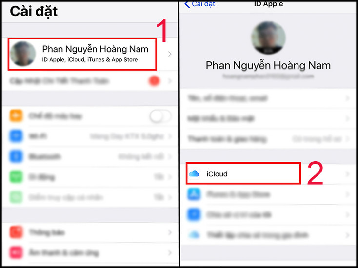 Truy cập cài đặt iCloud trên iPhone