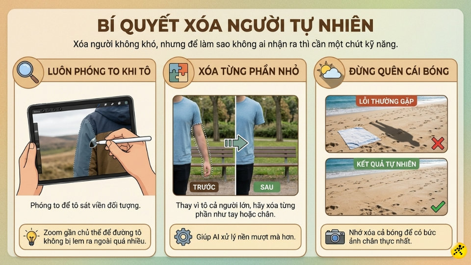 Kỹ thuật xóa người tự nhiên bằng cách chú ý chi tiết