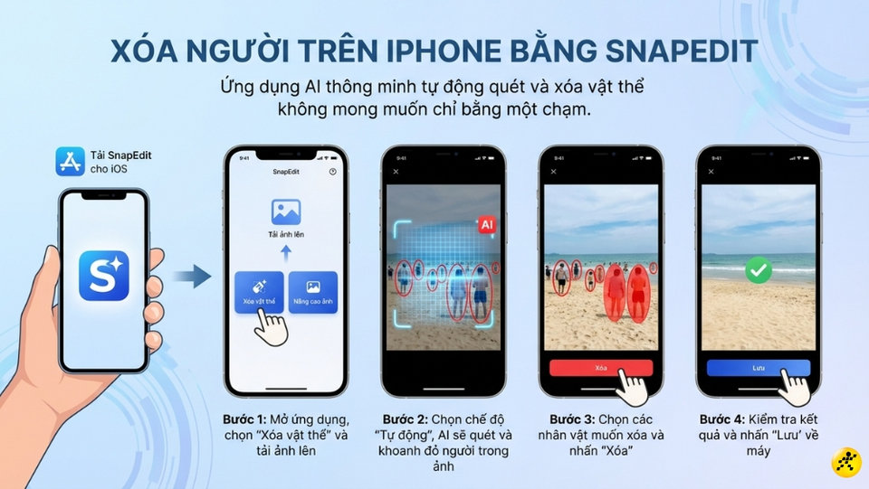 SnapEdit tự động nhận diện đối tượng cần xóa
