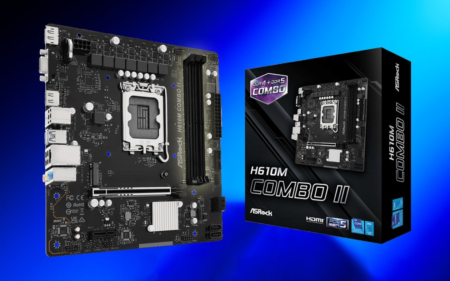 ASRock lặng lẽ ra mắt H610M COMBO II; Bo mạch chủ thứ hai có khe cắm DIMM DDR4 và DDR5.