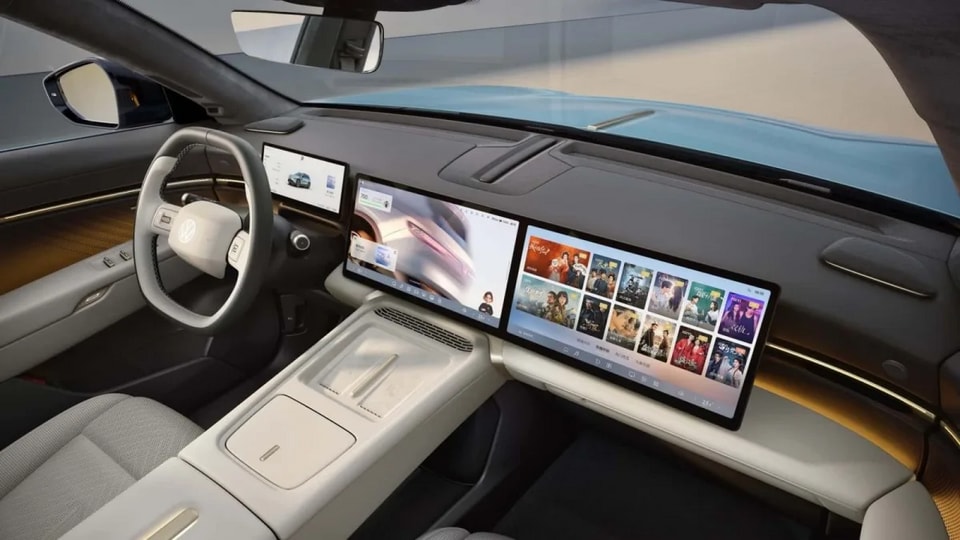 Nội thất Volkswagen ID.Unyx 08 với màn hình kép 14,96 inch và táp-lo tối giản