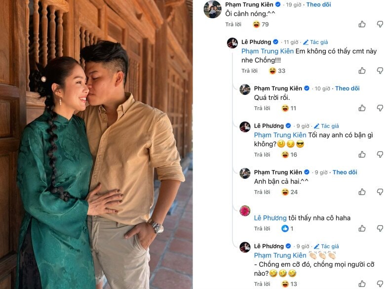 Nữ diễn viên ngay lập tức nịnh chồng khi Trung Kiên xem được cảnh nóng của vợ.