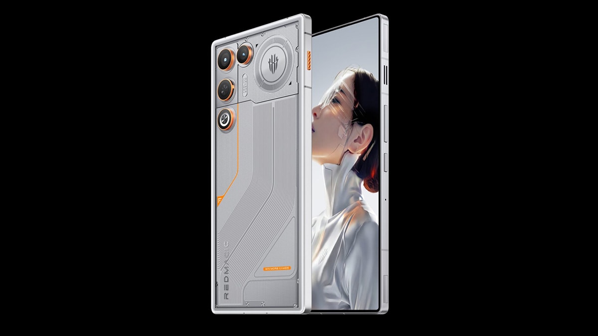 Cận cảnh thiết kế Red Magic 11 Air Trace Edition màu trắng phối cam