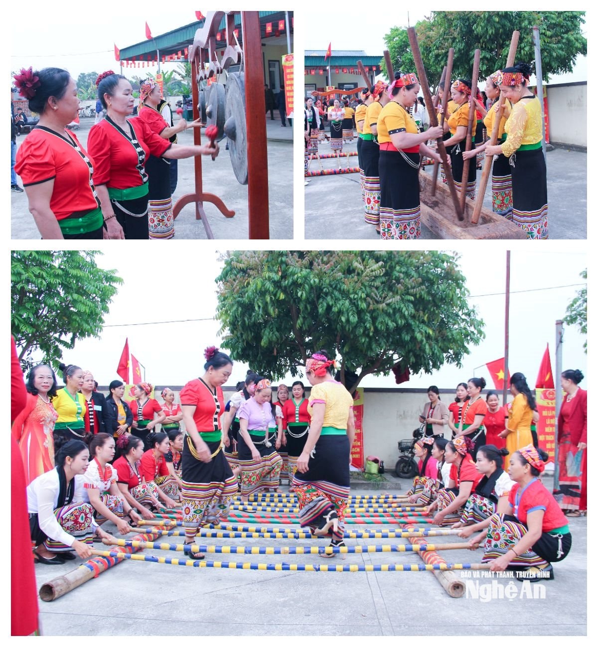  Cán bộ, hội viên, phụ nữ xã Quỳ Hợp tham gia các hoạt động văn hoá trong ngày bầu cử. Ảnh Mai Hoa