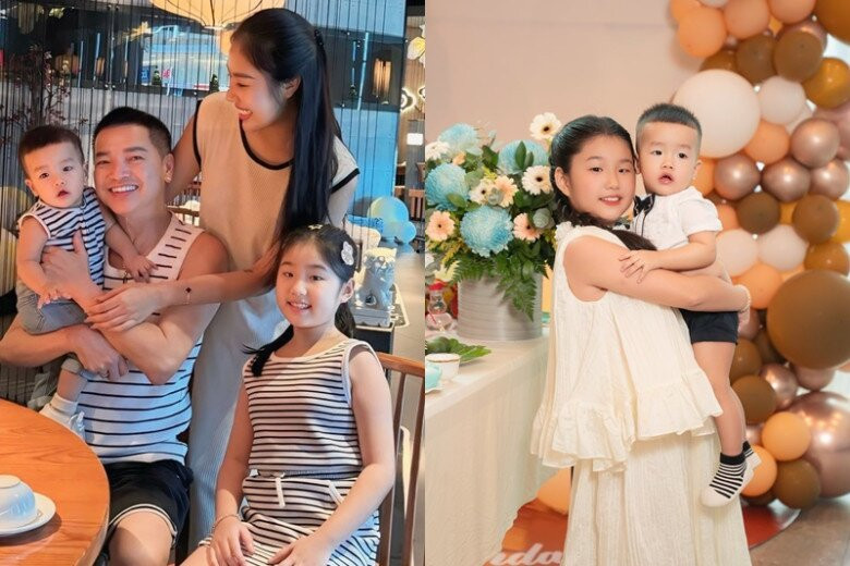 Quang Minh thân thiết với con riêng của vợ.