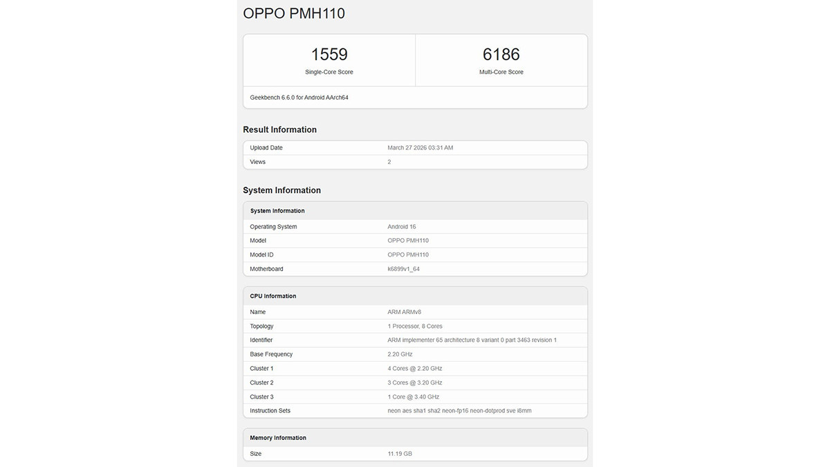 Điểm số Geekbench rò rỉ của OPPO K15 Pro