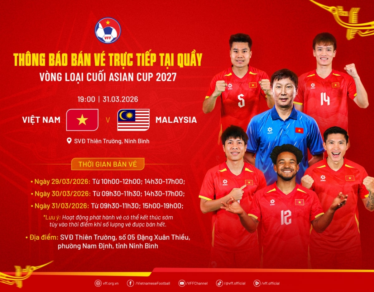 Cách mua vé xem trực tiếp Việt Nam vs Malaysia tại vòng loại Asian Cup 2027