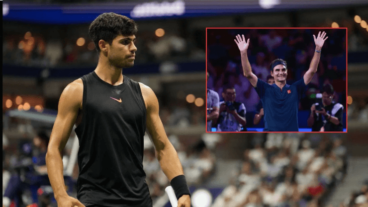 Alcaraz được khuyên nên học Federer (ảnh nhỏ) về cách đăng kí thi đấu để không bị quá tải