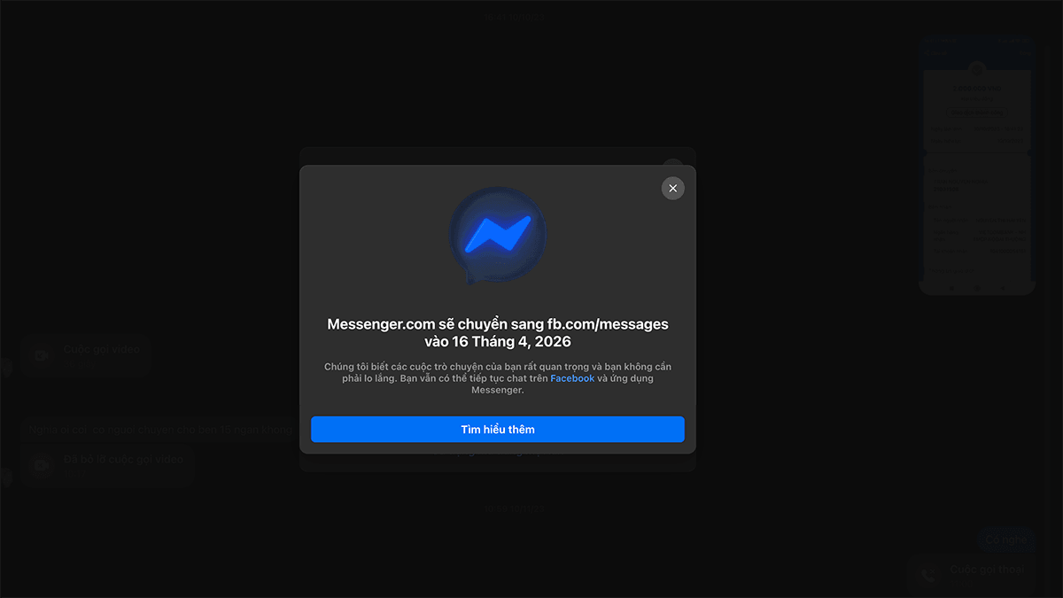 Meta thông báo đóng cửa Mesenger.com vào ngày 16/4