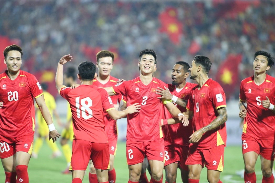 ĐT Việt Nam đánh bại Malaysia ở lượt trận cuối vòng loại Asian Cup 2027. Ảnh: VFF.