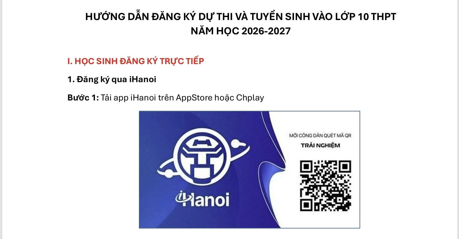 Quy trình đăng ký tuyển sinh lớp 10 Hà Nội 2026 mới nhất