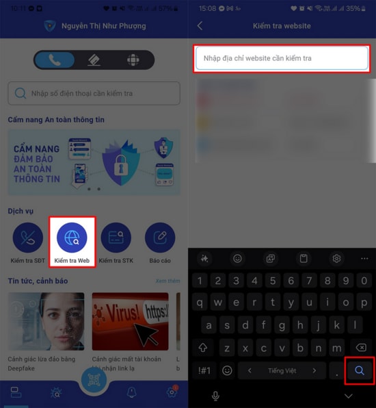Hệ thống hiển thị cảnh báo về website lừa đảo