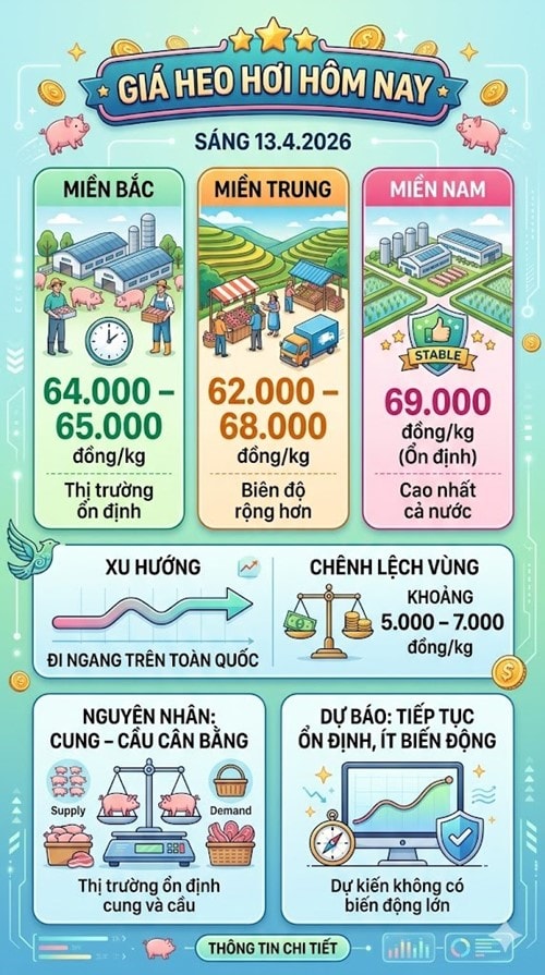 Giá heo hơi hôm nay 13.4: Duy trì mặt bằng cao trên cả nước