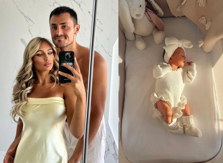 Tay vợt Bernard Tomic xuất hiện hạnh phúc bên bạn gái Keely Hannah và con gái đầu lòng