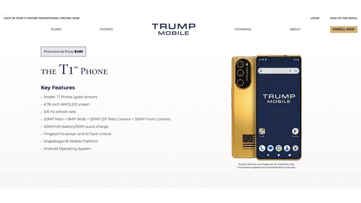 Trang sản phẩm Trump T1 Phone lại tiếp tục cập nhật một diện mạo hoàn toàn mới