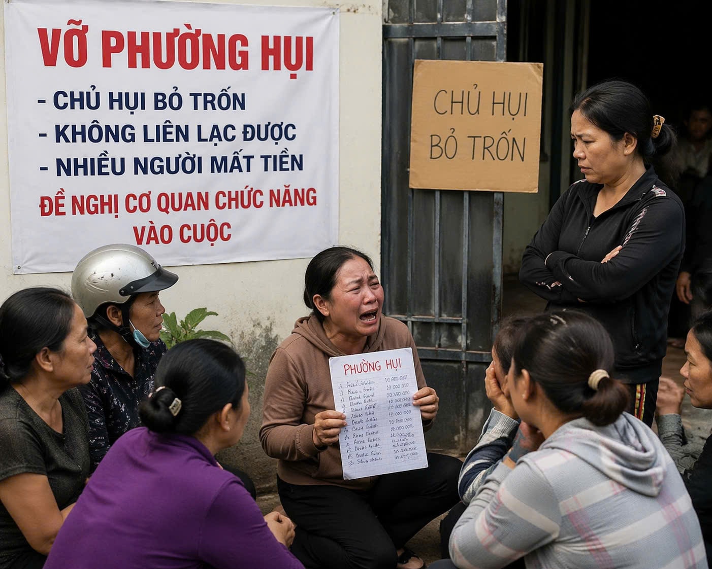 Trong những năm gần đây, tại Nghệ An xảy ra hàng loạt vụ vỡ phường hụi. Ảnh minh họa bằng AI. 
