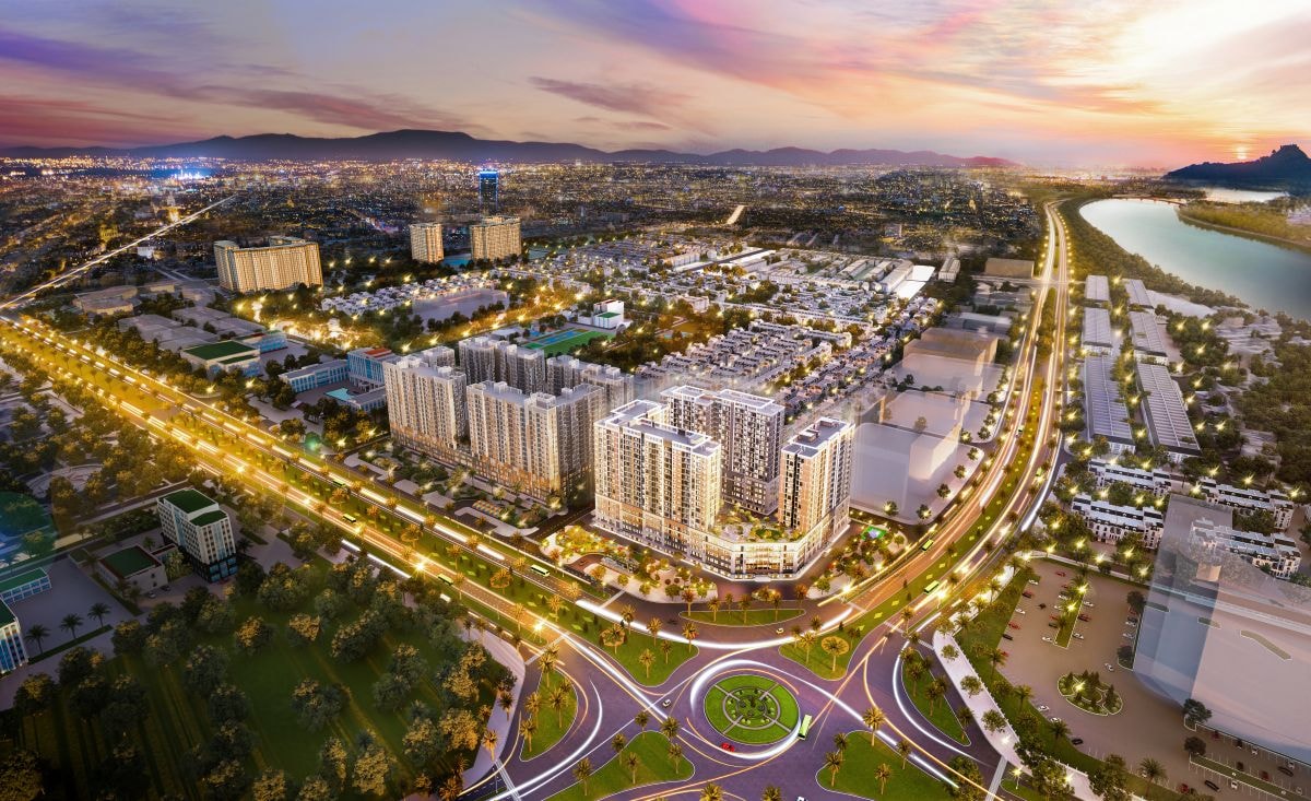 Tổ hợp shop khối đế Mini Orchard (Vinhomes Star City) nằm ngay giao lộ Nam Sông Mã - Nguyễn Hoàng