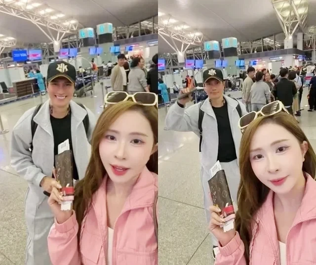 Quỳnh Nga và Việt Anh trong chuyến đi Hàn Quốc vào đầu năm nay.