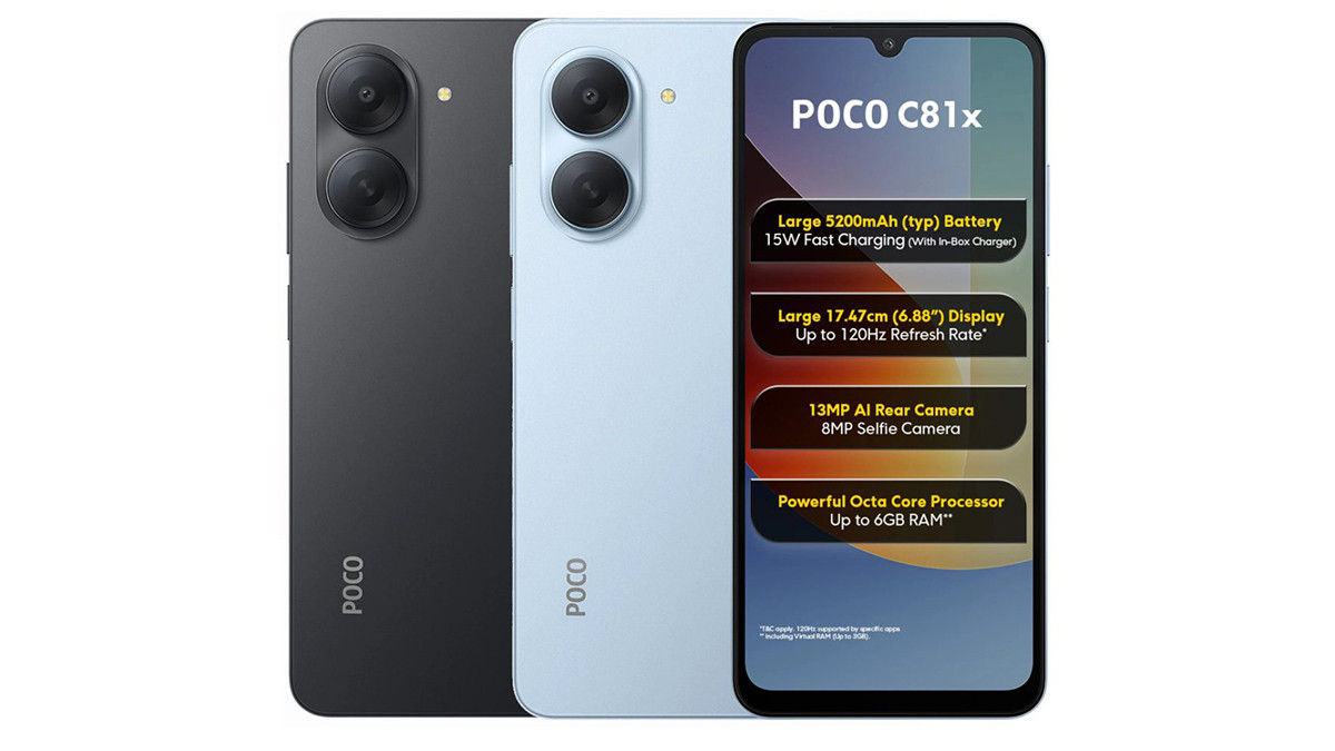 Thiết kế mỏng nhẹ của dòng POCO C81x mới