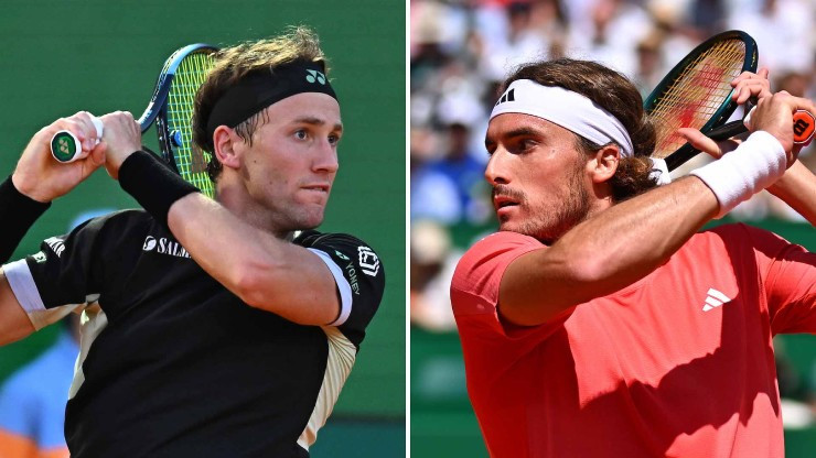 Ruud (bên trái) sẽ không dễ thắng trước Tsitsipas (bên phải) đang tìm lại phong độ