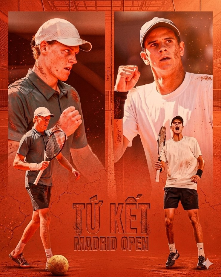 Jannik Sinner và Rafael Jodar tại tứ kết Madrid Open