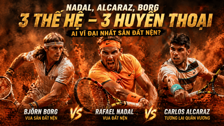 Nadal, Alcaraz và Borg đại diện cho 3 thế hệ thống trị sân đất nện