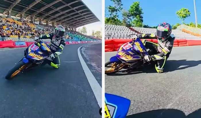 Vận động viên Đinh Hoàng Quốc Hiếu trên đường đua