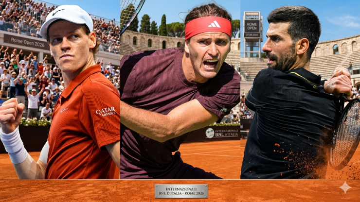 Djokovic, Sinner và Zverev là ba ứng cử viên hàng đầu tại Rome Open 2026