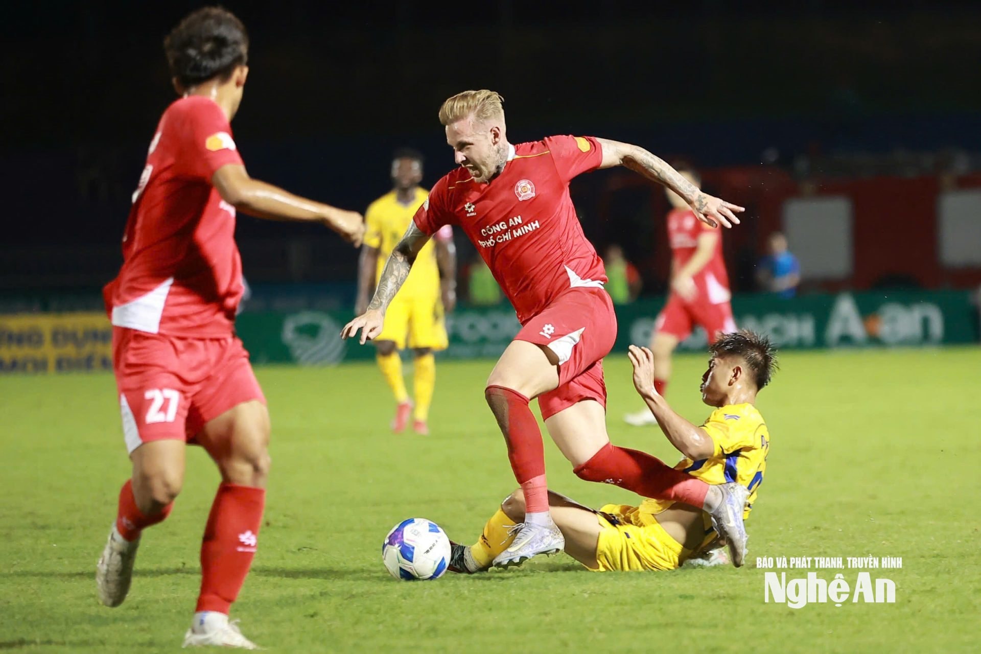 CLB Công An Thành phố Hồ Chí Minh sẽ đối đầu với Sông Lam Nghệ An tại vòng 22 V.League 2025/26. Ảnh: VPF 