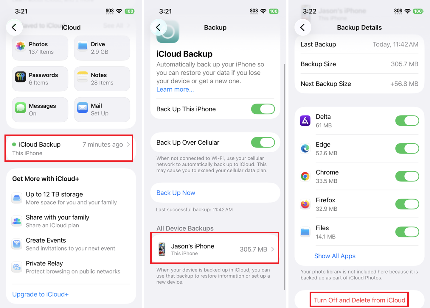 Cài đặt sao lưu iCloud