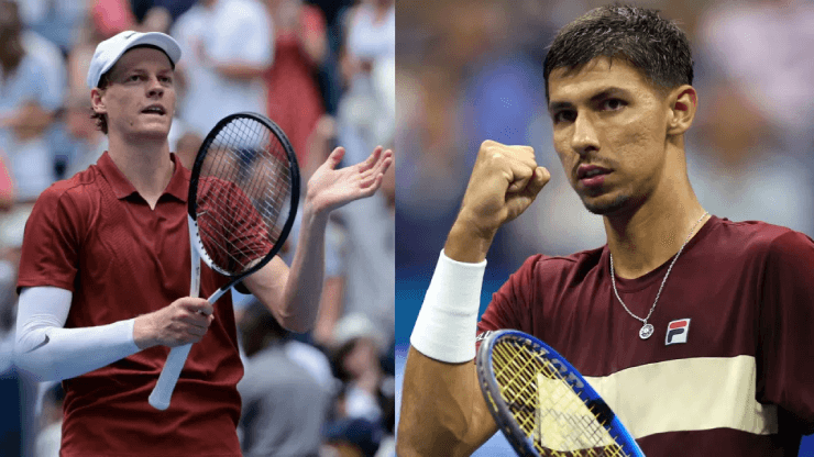Sinner (bên trái) sẽ vượt kỷ lục Federer nếu có trận thắng 30 liên tiếp tại các giải Masters 1000