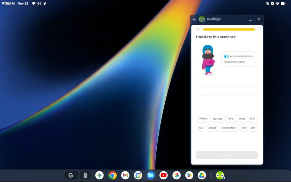 Giao diện tương tác của Gemini trên dòng Googlebook