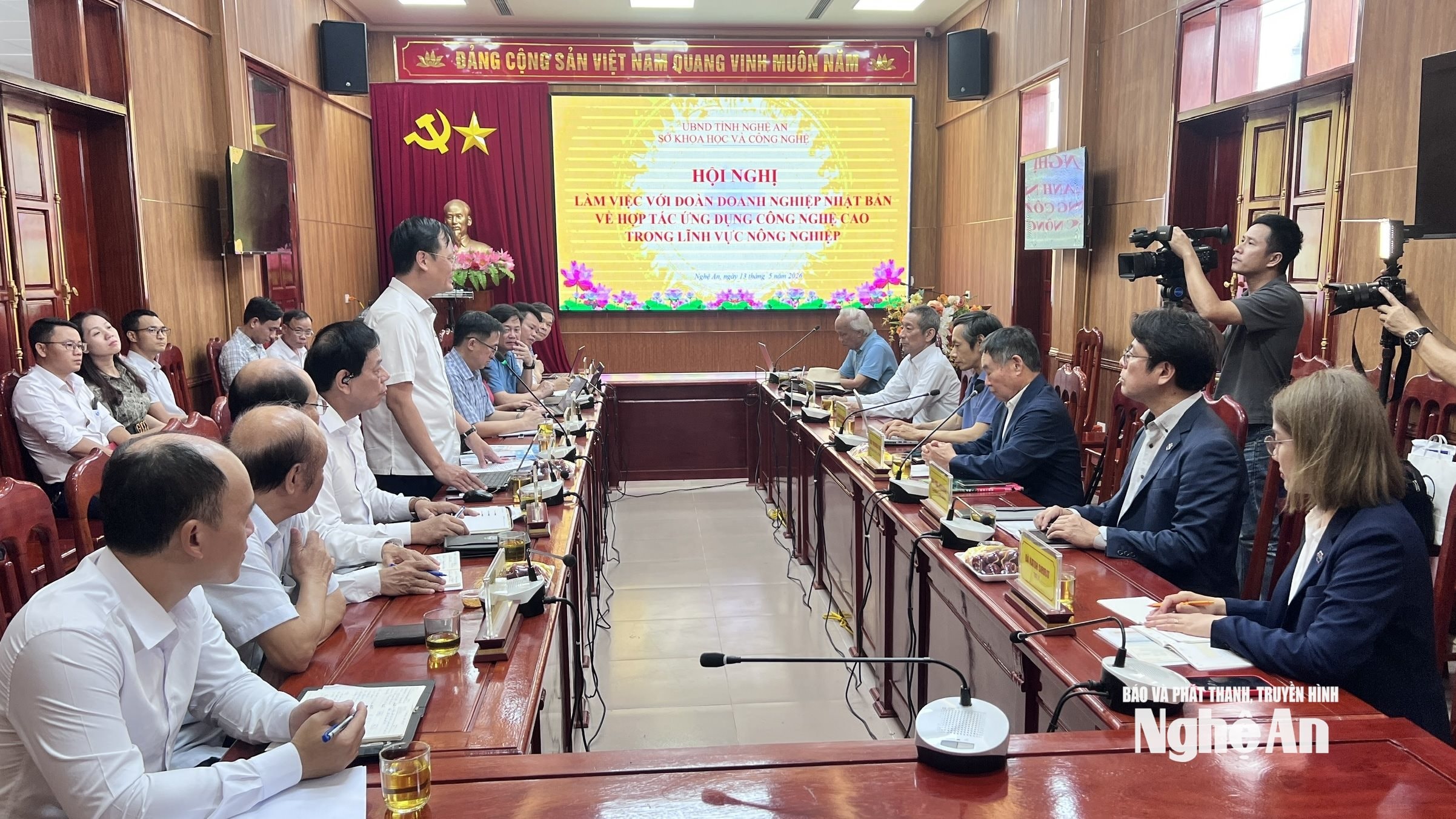 Lãnh đạo Sở Khoa học & Công nghệ Nghệ An đón tiếp Đoàn doanh nghiệp Nhật Bản. Ảnh Ngọc Dũng