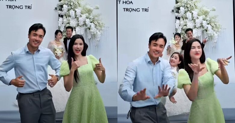 Vợ chồng diễn viên Anh Đào chúc mừng ngày vui của Việt Hoa - Trọng Trí