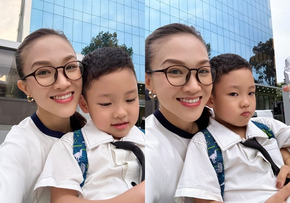 Bé Noah diện trang phục lịch sự đi học múa