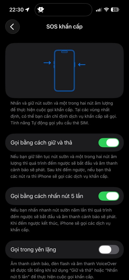 Cấu hình cài đặt SOS khẩn cấp trên iOS