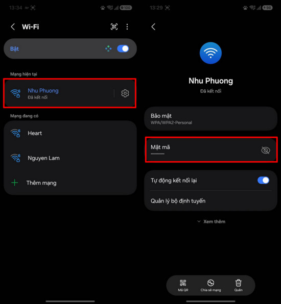 Chọn mạng Wi-Fi đang kết nối