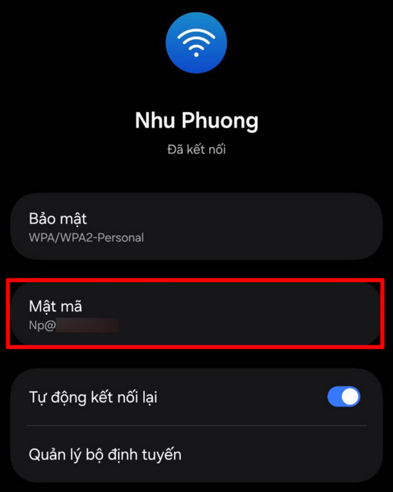 Nhấn biểu tượng con mắt để hiện mật khẩu