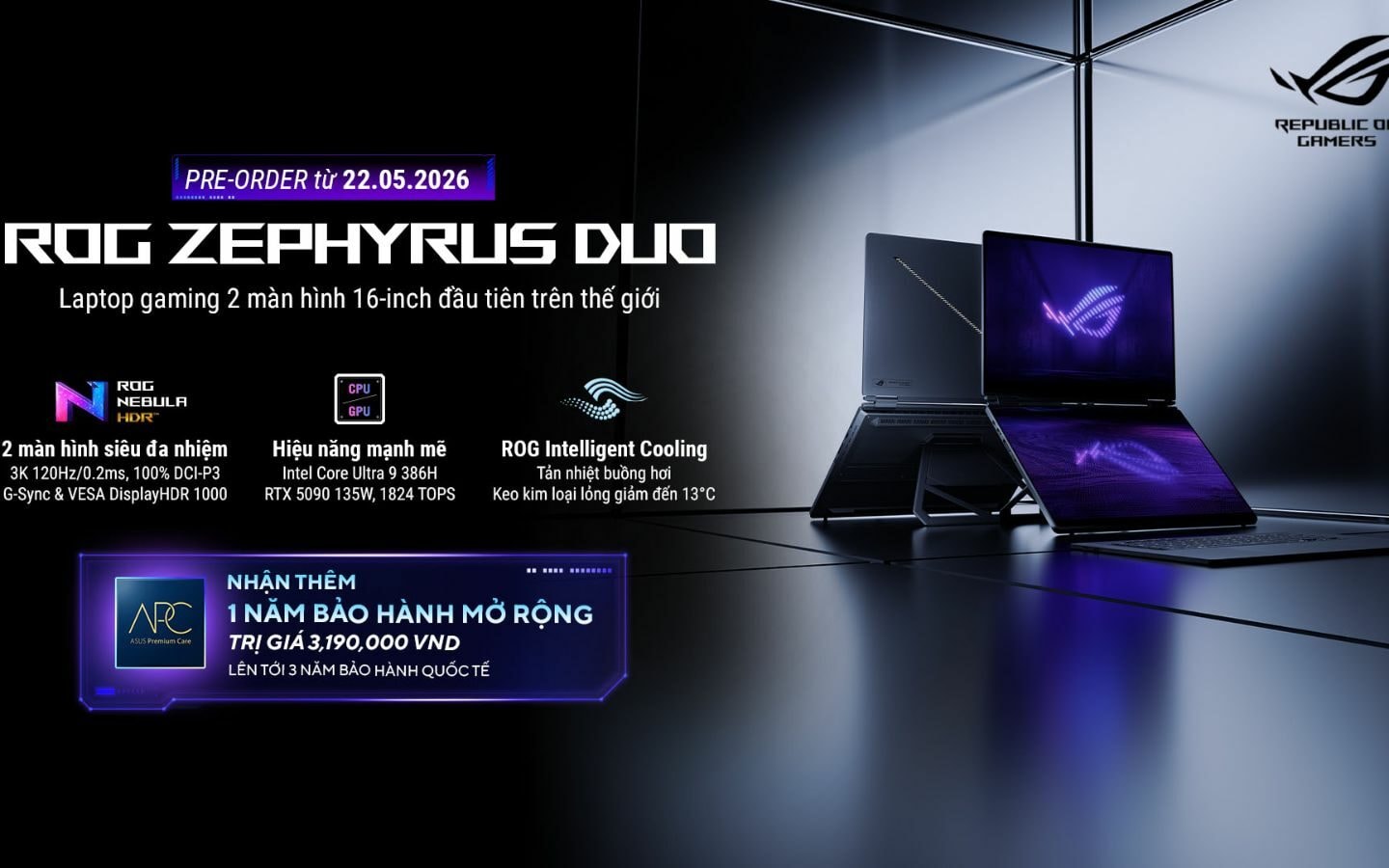 Laptop gaming ROG Zephyrus Duo hai màn hình 16 inch