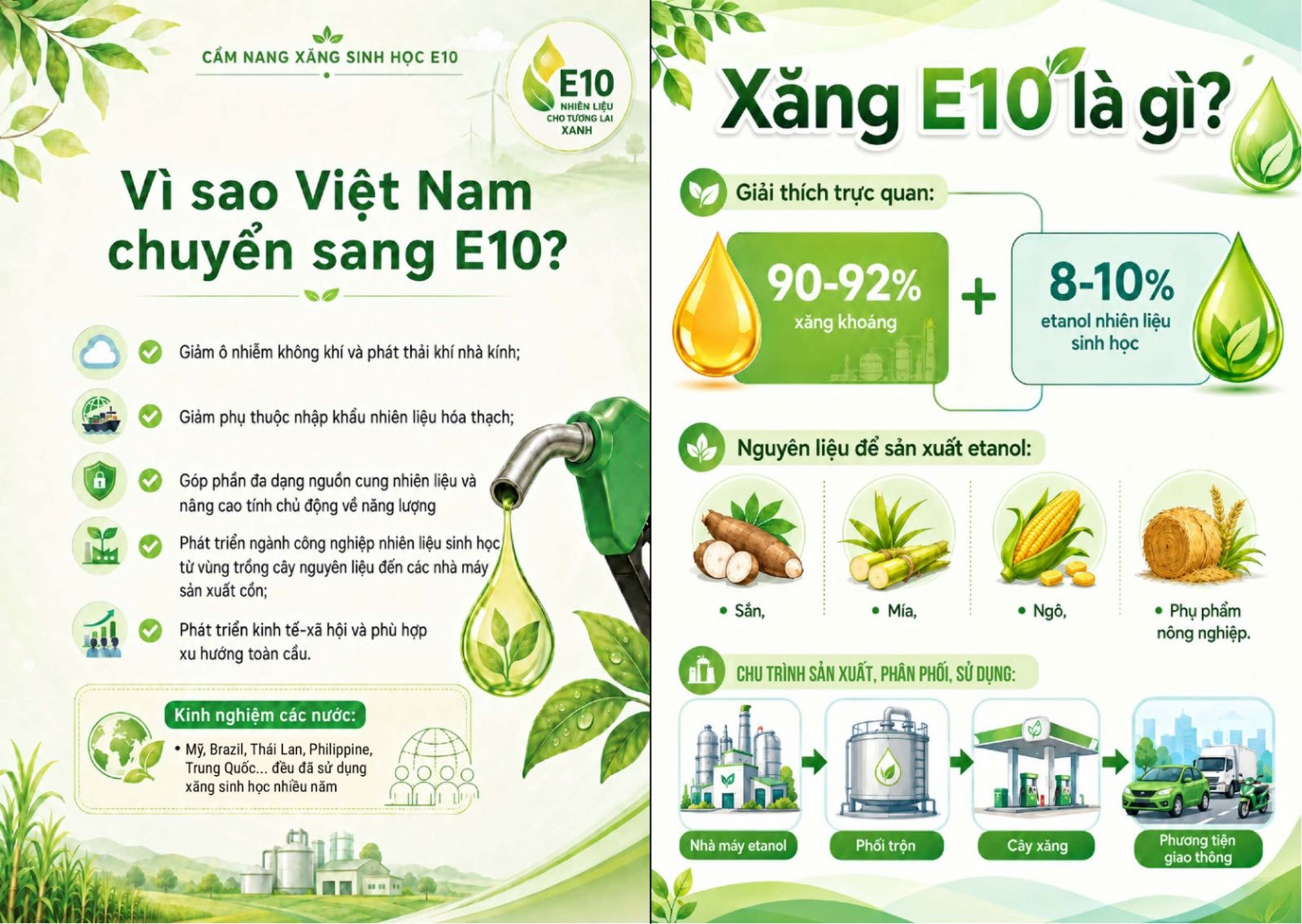 Trang bìa cẩm nang hướng dẫn sử dụng xăng sinh học E10 của Bộ Công Thương