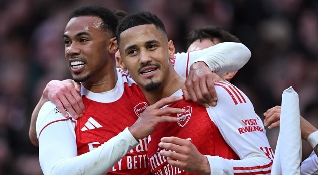 William Saliba và Gabriel tạo nên bức tường vững chắc cho hàng phòng ngự Arsenal