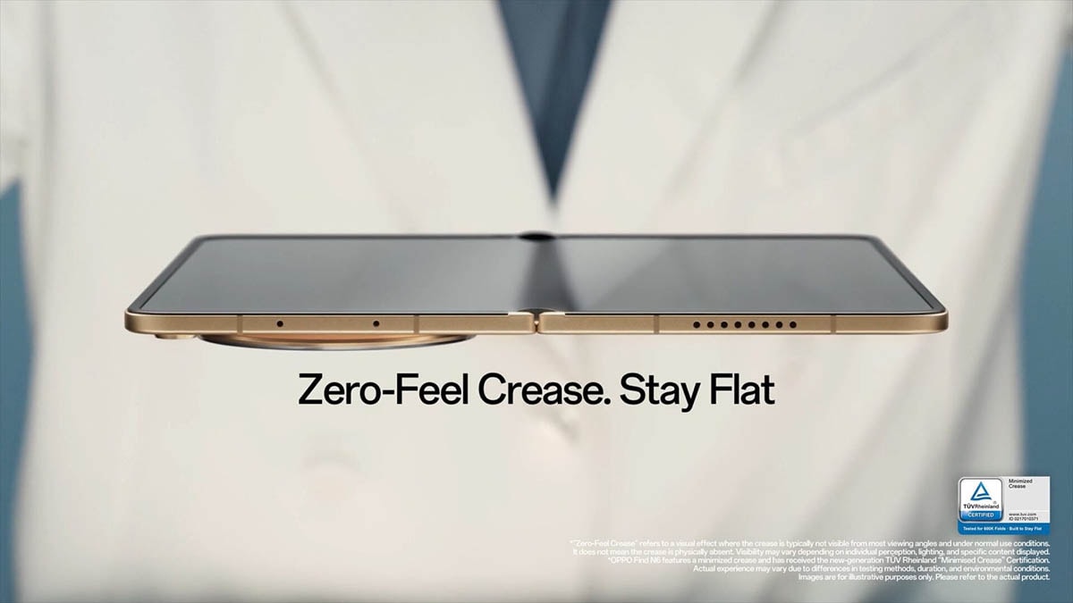 Mô phỏng nếp gấp trên Galaxy Z Fold8 đạt độ mịn tương đương với dòng smartphone OPPO Find N6
