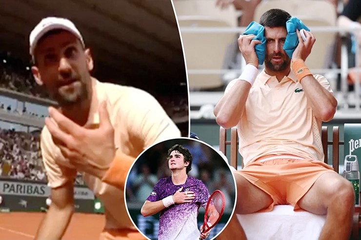 Novak Djokovic thể hiện sự không hài lòng với máy quay truyền hình do quá mệt mỏi.