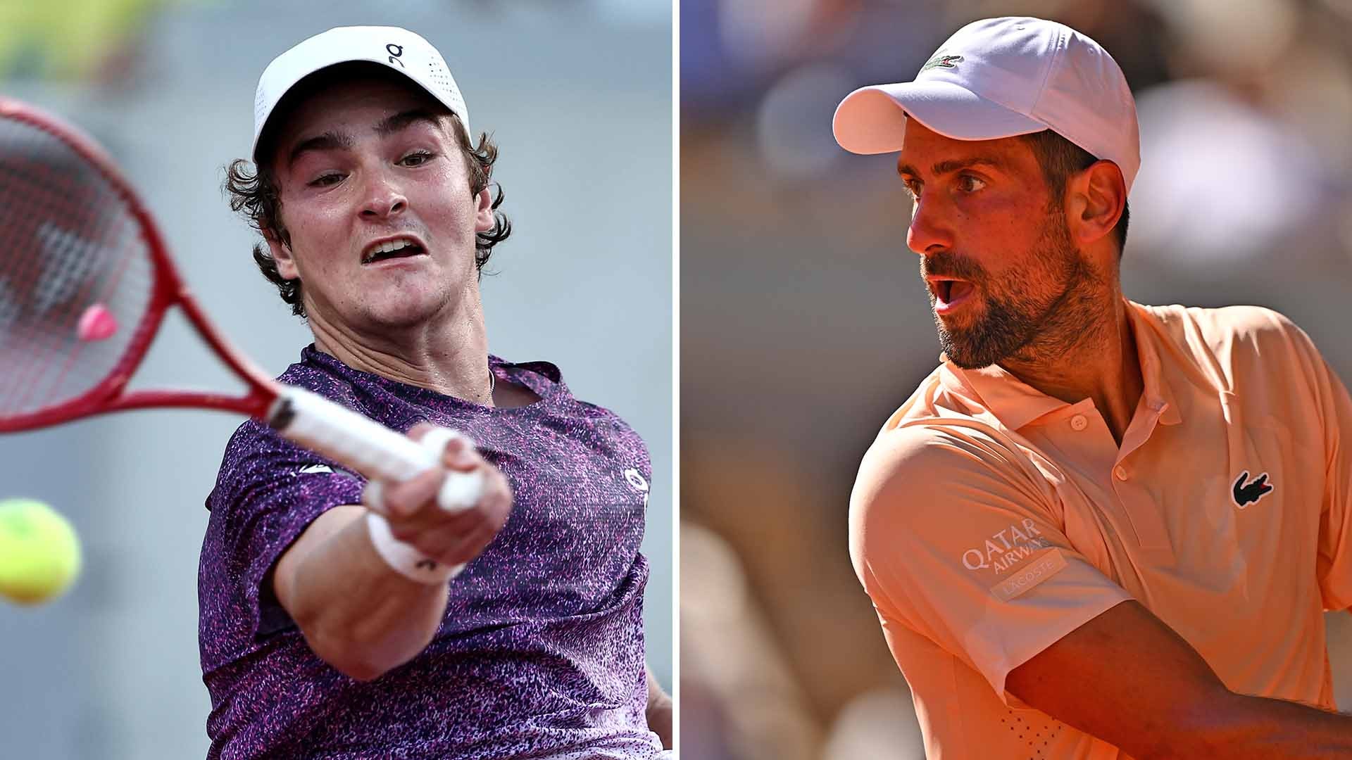 Fonseca (bên trái) gặp nhiều khó khăn trước Djokovic