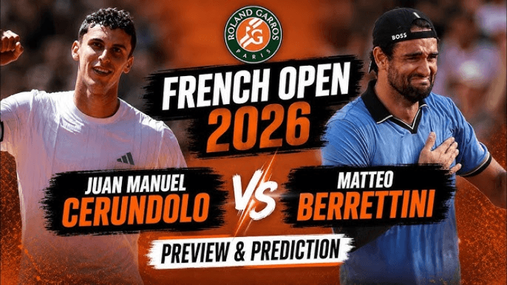 Matteo Berrettini tập trung trong trận đấu tại Roland Garros