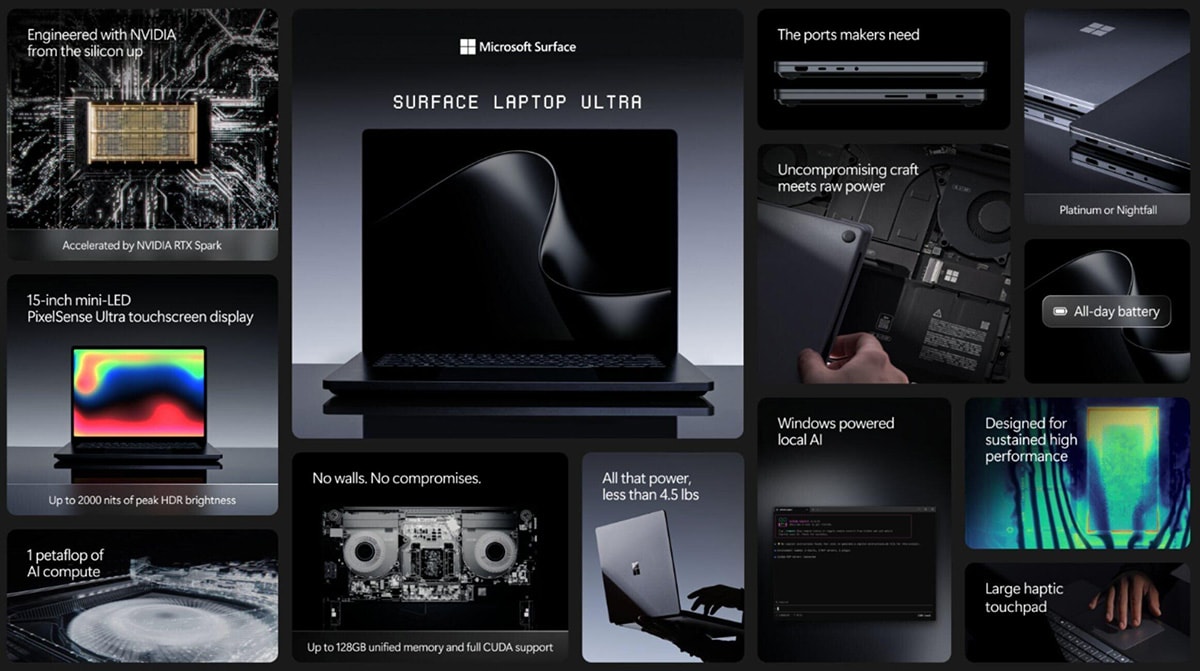 Các thông số kỹ thuật chính trên Surface Laptop Ultra