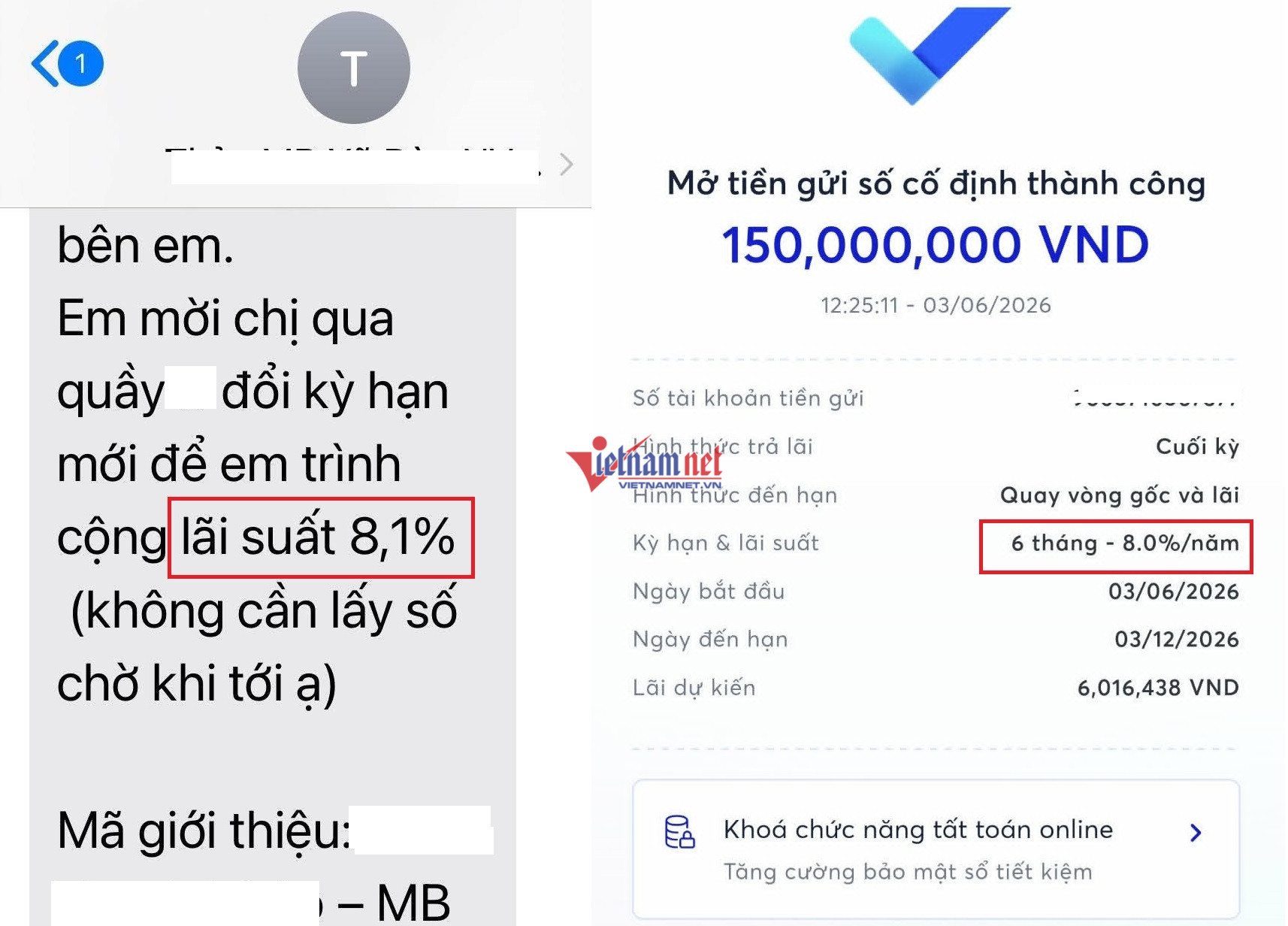 Lãi suất huy động tại MB