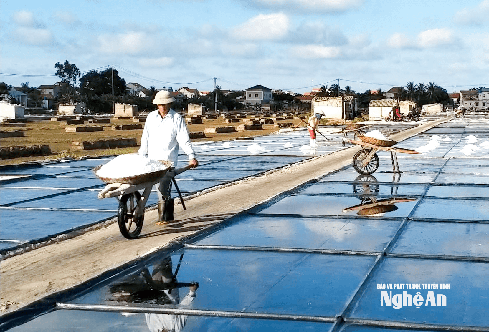Cánh đồng muối ở Quỳnh Phú.