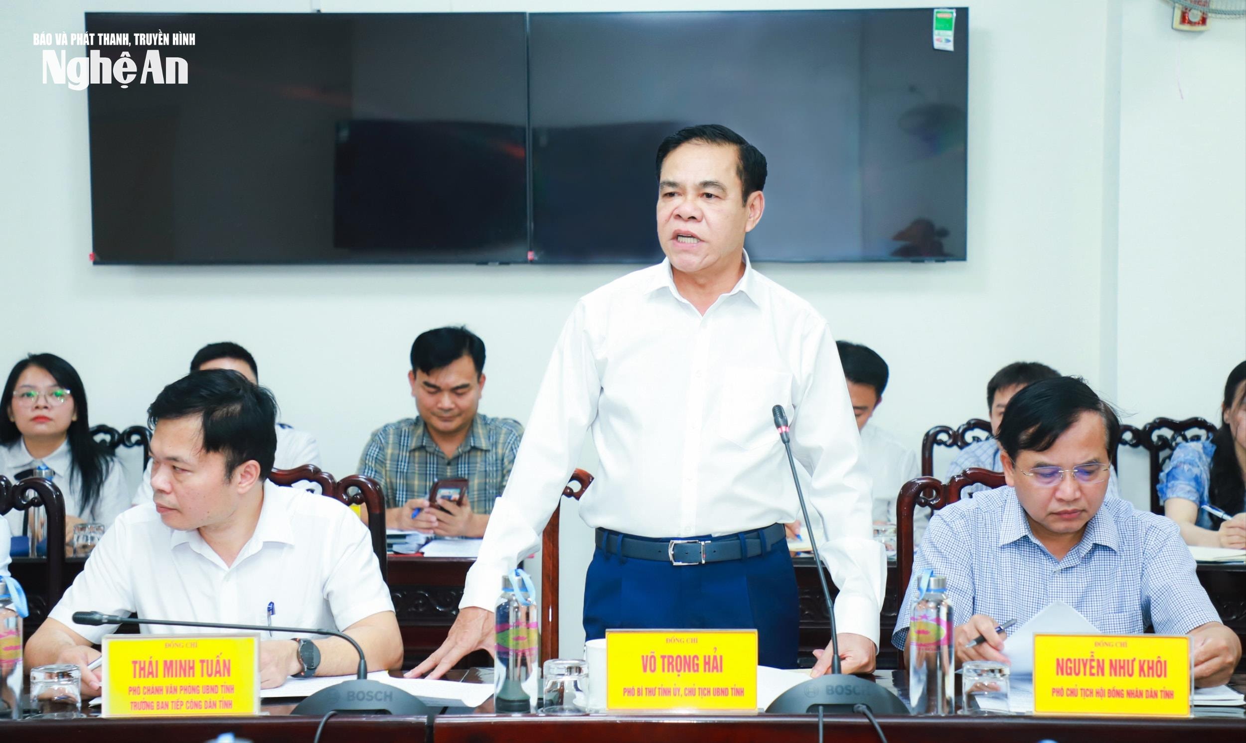Đồng chí Võ Trọng Hải - Phó Bí thư Tỉnh ủy, Chủ tịch UBND tỉnh Nghệ An phát biểu kết luận tại phiên tiếp công dântháng 6/2026. Ảnh: Thành Duy