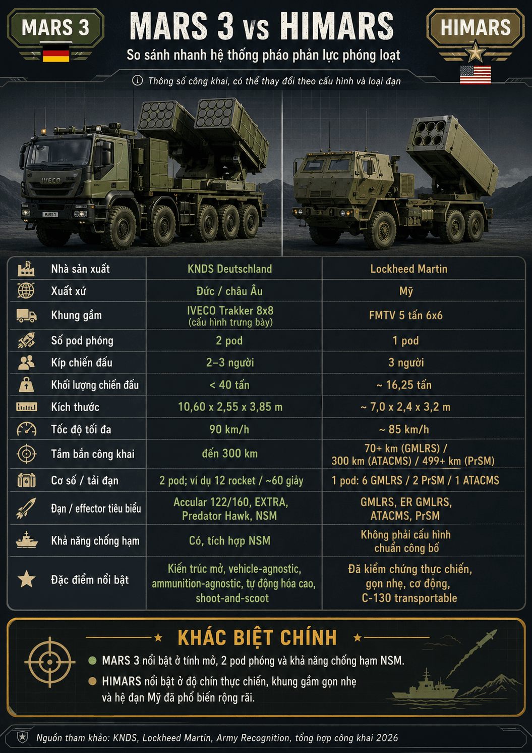 So sánh MARS 3 và HIMARS